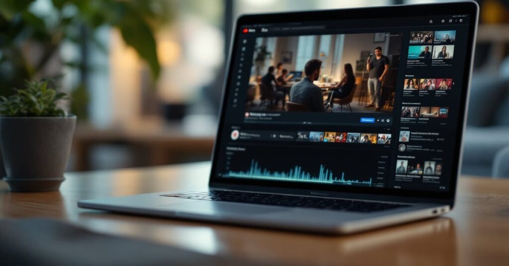 Interface du site YouTube Music sur écran d'ordinateur moderne dans un environnement épuré