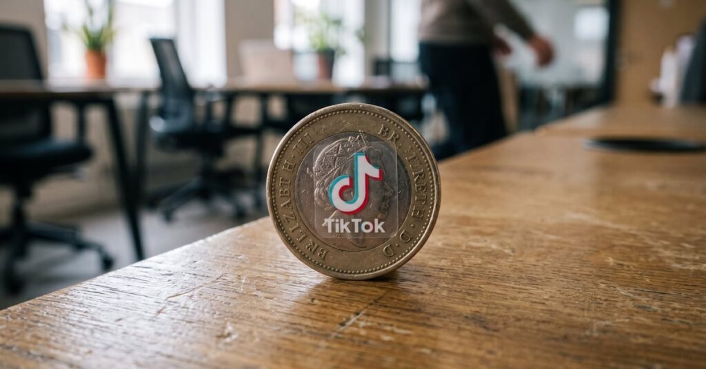 TikTok coin doré brillant représentant la monnaie virtuelle de la plateforme TikTok